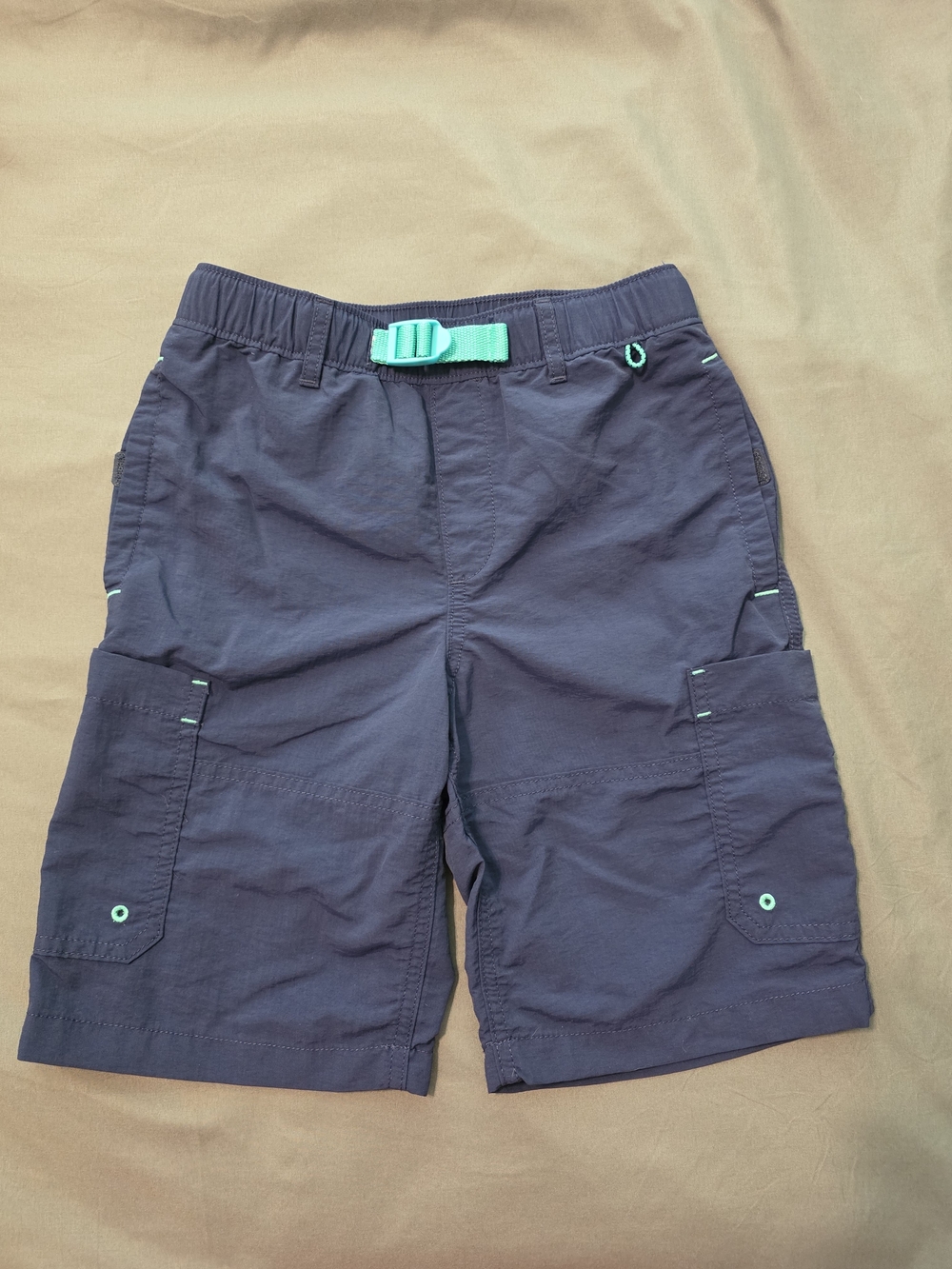 Lands' End Boys Cargo Hiking Shorts Gray Blue Built-in Belt Size M 8